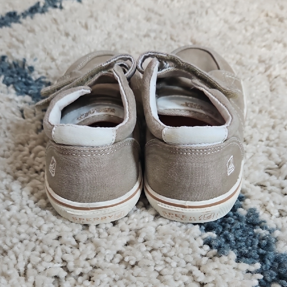 Sperry Tan Velcro Kids Sneakers - Picture 4 of 9